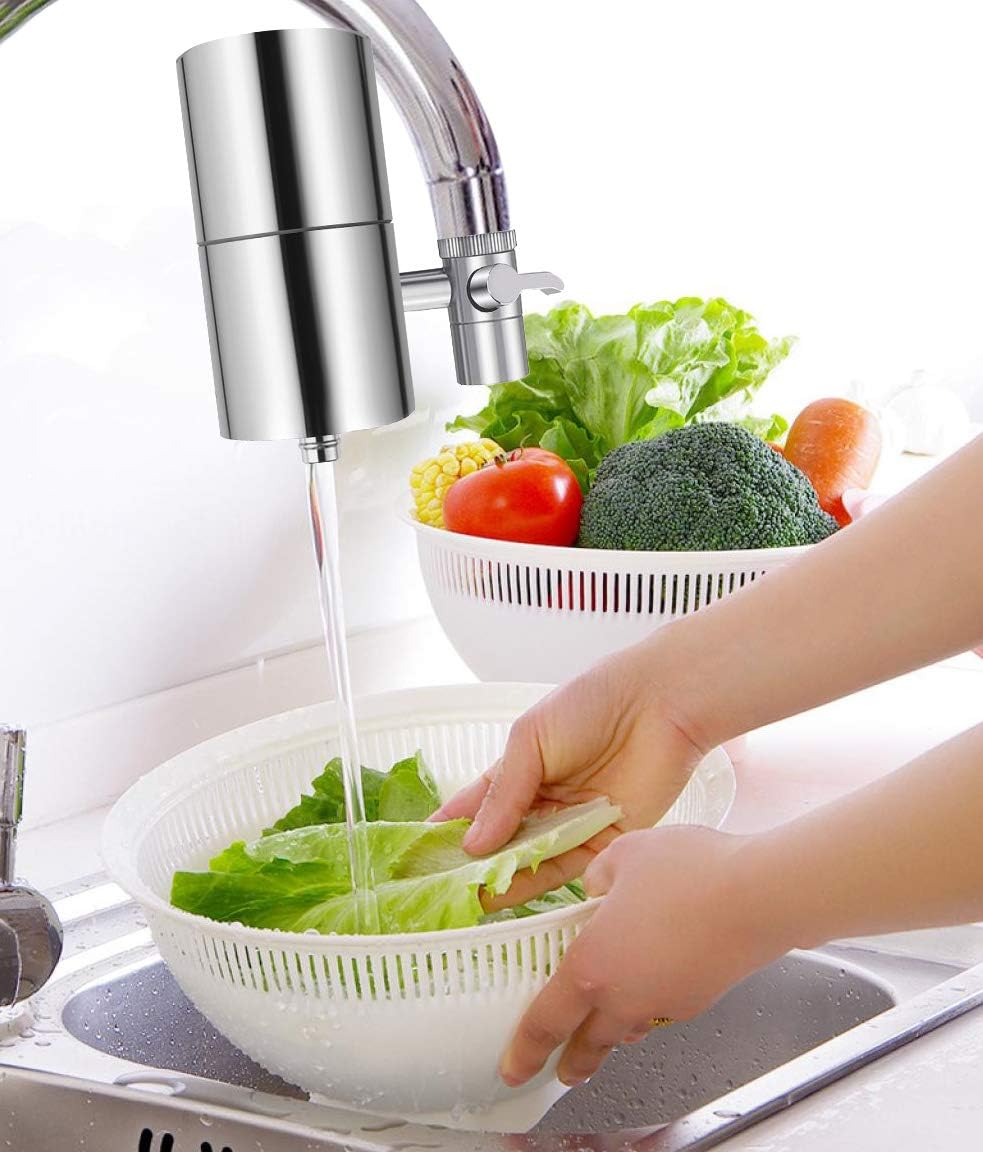 HOMY Faucet Mount Water Filter, SUS304 Stainless Steel Housing & Multiple High Precision Filtration System Reduce Chlorine, Fluoride, BPA Free, Fits Standard Faucets,Home Healthy Drinking Water Filter: Home & Kitchen