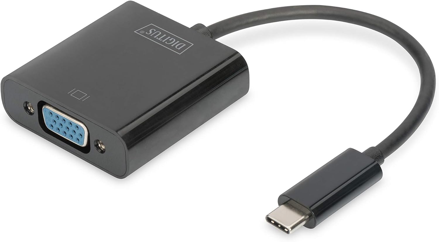 DIGITUS USB Type-C to VGA Adapter, Full HD 1080p cable length: 19.5 cm, black, Standard