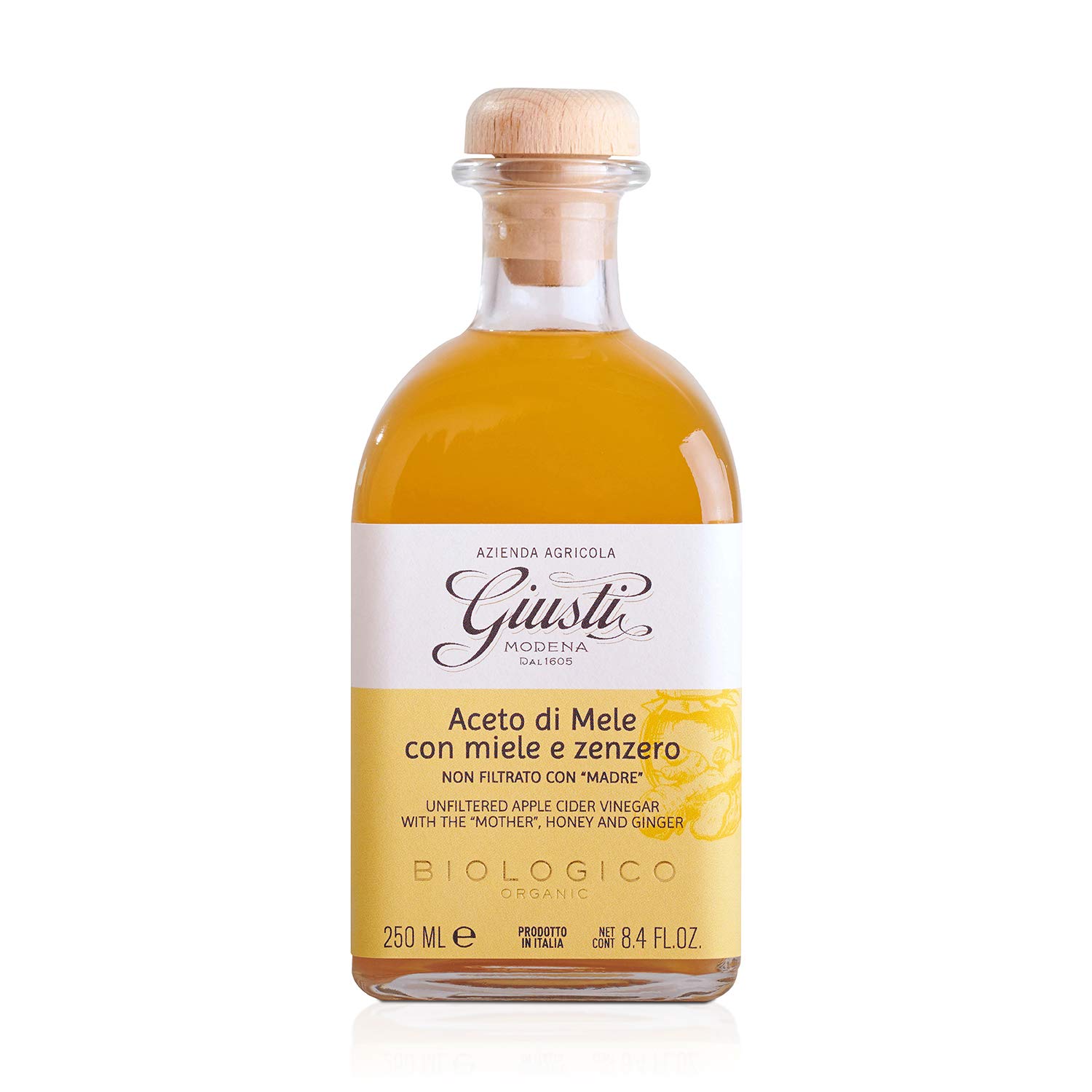 Giuseppe Giusti Organic Raw Unfiltered Apple Cider Vinegar With the Mother, Honey, Ginger