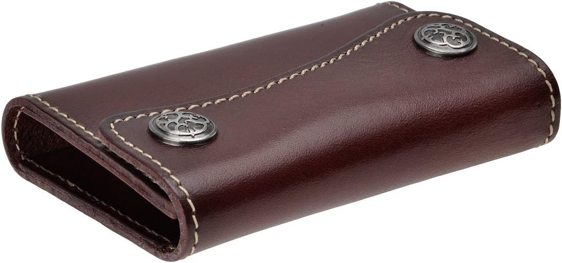 ZLYC New Genuine Leather Two Buttons Key Wallet Card Holder Key Case Keychain (Dark Red) - Image 5