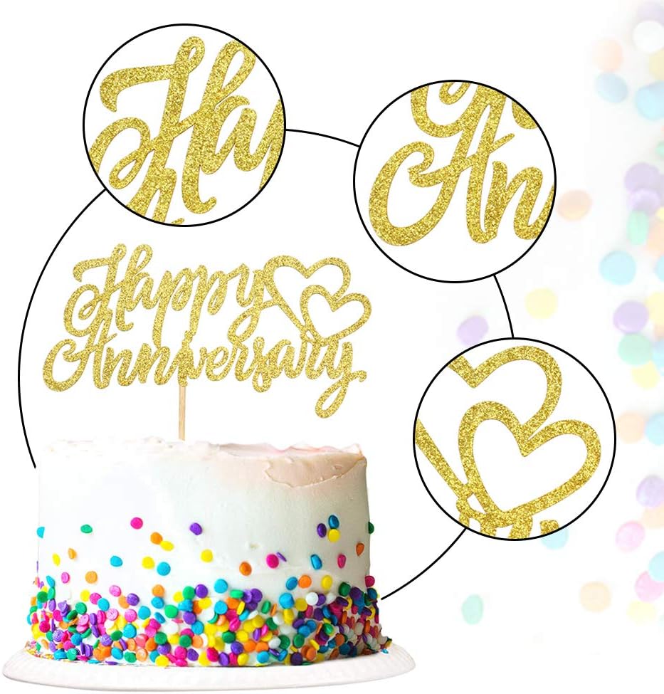 Blumomon 1 Pack Happy Anniversary Cake Topper Anniversary Party Supplies Cake Decoration Wedding Celebration Party Decoration Supplies - Image 5
