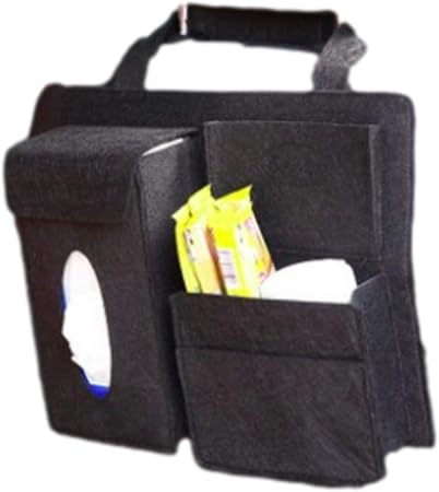 Amazon Sweet 車用 ティッシュボックス 小物入れ 多機能 便利 収納 ケース フェルト 後部座席 吊り下げ タイプ ブラック 車用ティッシュカバー ボックス 車 バイク