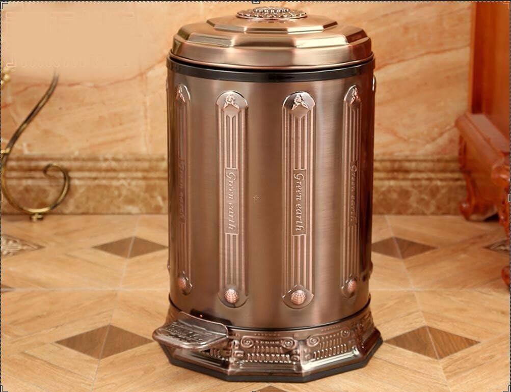 QPSSP A bronze garbage can; a pedal garbage can; a garbage can with a cover,10l,at