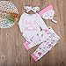 Emmababy Newborn Girls Clothes Baby Romper Outfit Pants Set Long Sleeve Winter Clothing (0-6Months, Rose)
