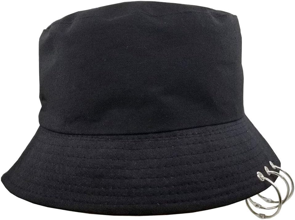 Kpop Bucket-Hat with Rings,Fisherman-Cap - Men Women Unisex Caps with Iron Rings