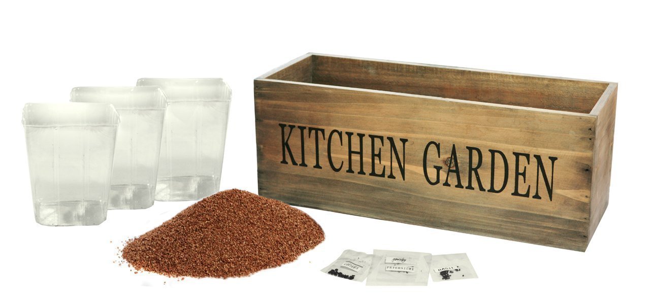 Kitchen Herb Garden Kit Windowsill Window Box Planter With Seeds