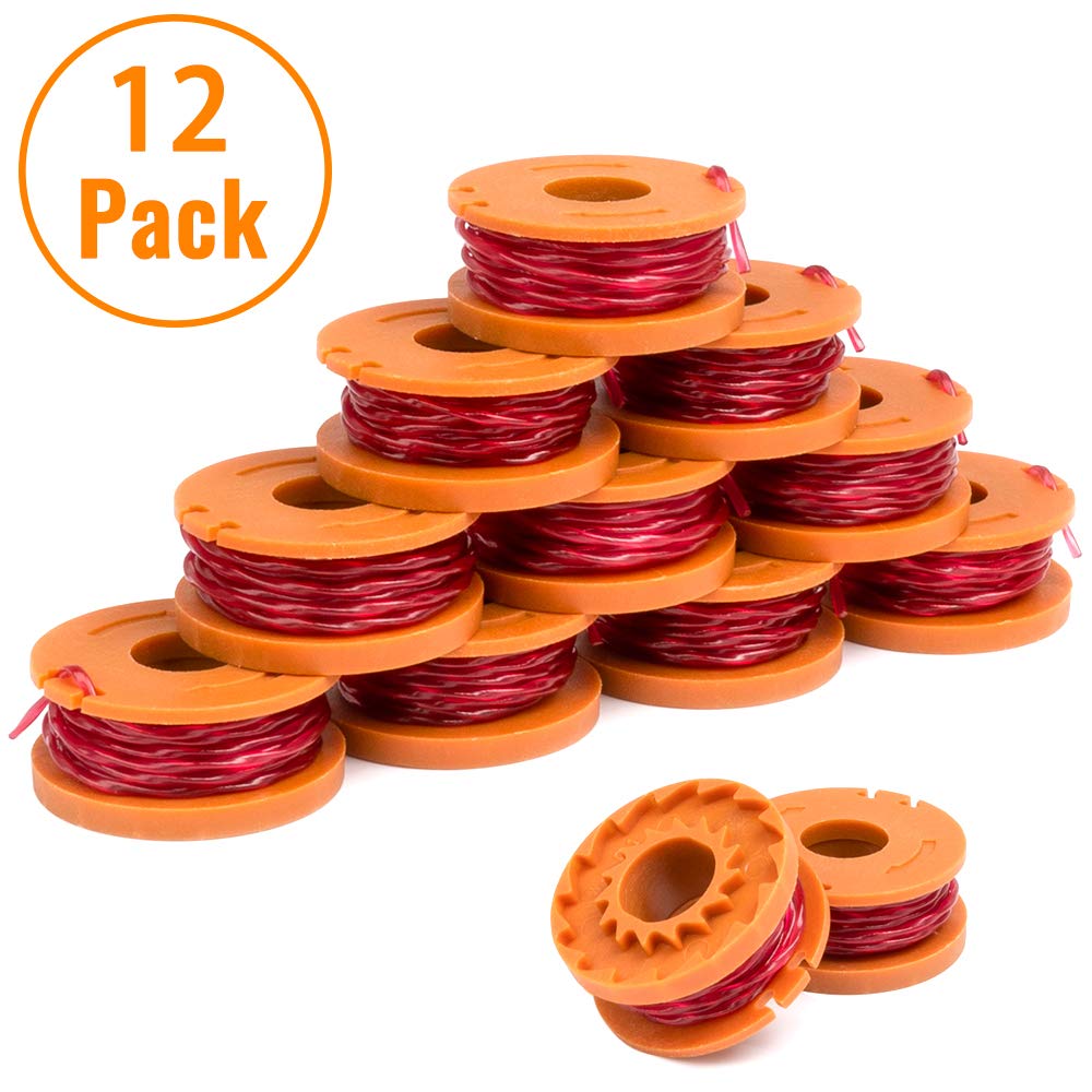 X Home Edger Spool Compatible with Worx WG180 WG163 WG175 WA0010 (12 Pack) Weed Eater String Weed Wacker Spool Replacement Parts Trimmer Line Refills String 10ft 0.065” for Electric String Trimmers