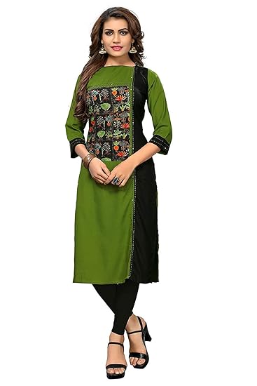 Navabi Export Womens Rayon Printed Mehendi Green Color Kurti (VF-KU-180)