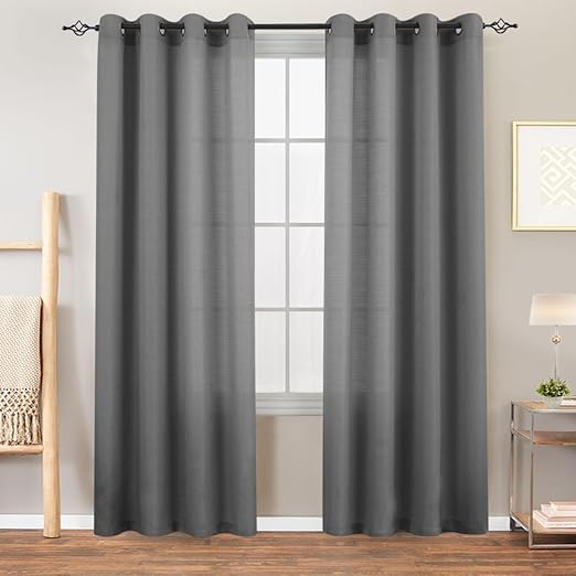 Amazon Com Grey Semi Sheer Window Curtains For Bedroom Window