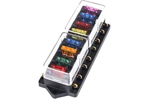 Qiorange Car Fuse Box Holder + 8 Pcs Free Fuse Boat 8 Way Circuit Blade Block 12V/24V Universal (Fuse Holder 8 Way)