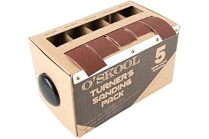 O'SKOOL Turner’s Sanding Pack Abrasive Strip Kit 5 Grits with Dispenser for Wood Turners, Furniture Repair, Woodworkers, Metal Workers, Automotive Body Work | 150, 240, 320, 400, 600 Grit Rolls