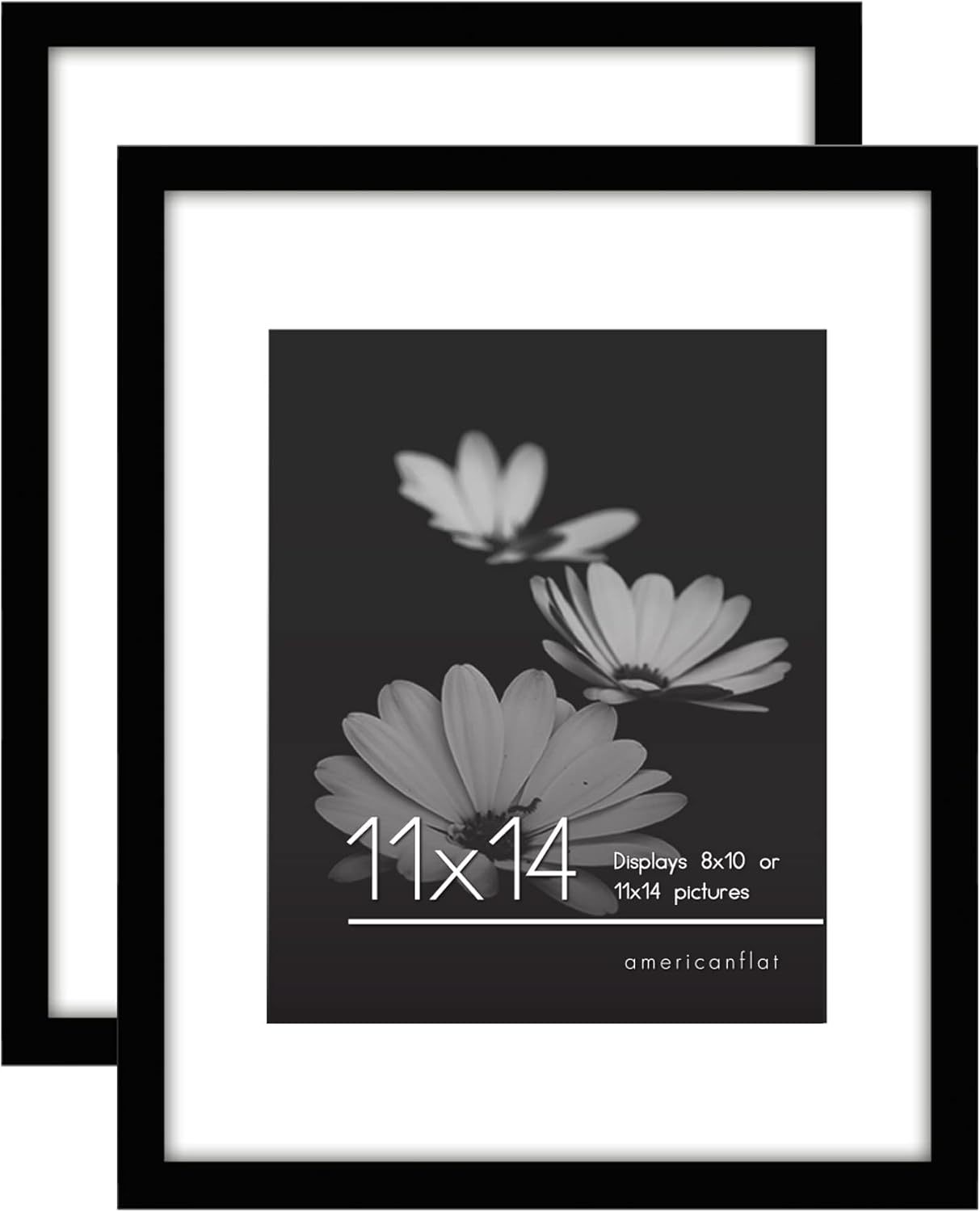 Photo Albums, Frames & Accessories - Americanflat 11x14 Picture Frame in Black - Set of 2 - Use as 8x10 Picture Frame with Mat or 11x14 Frame Without Mat - Includes Sawtooth Hanging Hardware for Horizontal or Vertical Display
