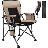 QUYUAN Camping Chair for Adult, Heavy Duty Folding Chair for 500lbs, Comfortable Lawn Chairs with Fully Padded, Compact Camp Chairs for Outdoor Sports, Fishing, Concerts, Beach (Without Heated)