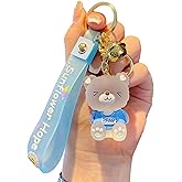 Xinbalove Cute Lucky Bear Design Bags Doll Car Key Backpack Keychain Pendant Boys Girls Men Women Soft Resin Portable Key Ring Accessories for Christmas New Year Present Blue