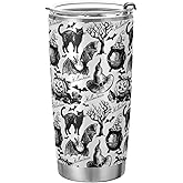 Yasala Halloween Tumbler Spooky Jack O Lantern Cat Bat Insulated Coffee Cup Back to School Beverage Container Office Travel Mug with Straw and Lid 20oz Holiday Gift Day of The Dead Present