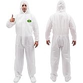 RAYGARD Painting Protective Suit, SMS Full Body Hazmat Suits Coveralls with Hood and Elastic Wrists for Mechanic Work