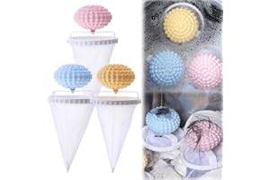 CECURPO Floating Hair Filtering Mesh Removal with Silicone Sticky Ball, 2024 Upgraded Lint Catcher for Washing Machine, 3PCS Reusable Pet Hair Catcher Mesh Bag for Home Cloth Cleaning (Colorful)