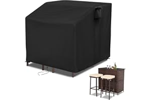 Guisong 41 Inch Waterproof Outdoor Bar Set Cover, Heavy Duty Patio Bar Set Cover for Wicker Bar Table Set/Balcony Bar Set with Stools-Black