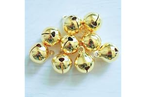 YOETSPDS 50 Pcs Small Gold Jingle Bells for Crafts - Electroplated Bronze, 1/2 inches - Craft Bells for Gift Box Decoration, Pet, Christmas, DIY Crafts