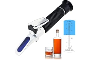 TEKCOPLUS Alcohol Refractometer, Alcohol Volume Meter of 0-80% Volume Percent Scale Range, Accurate Alcohol Measurement Tool with ATC for Distilled Beverages, Whiskey, Vodka, Gin, Wine Making Homebrew Kit