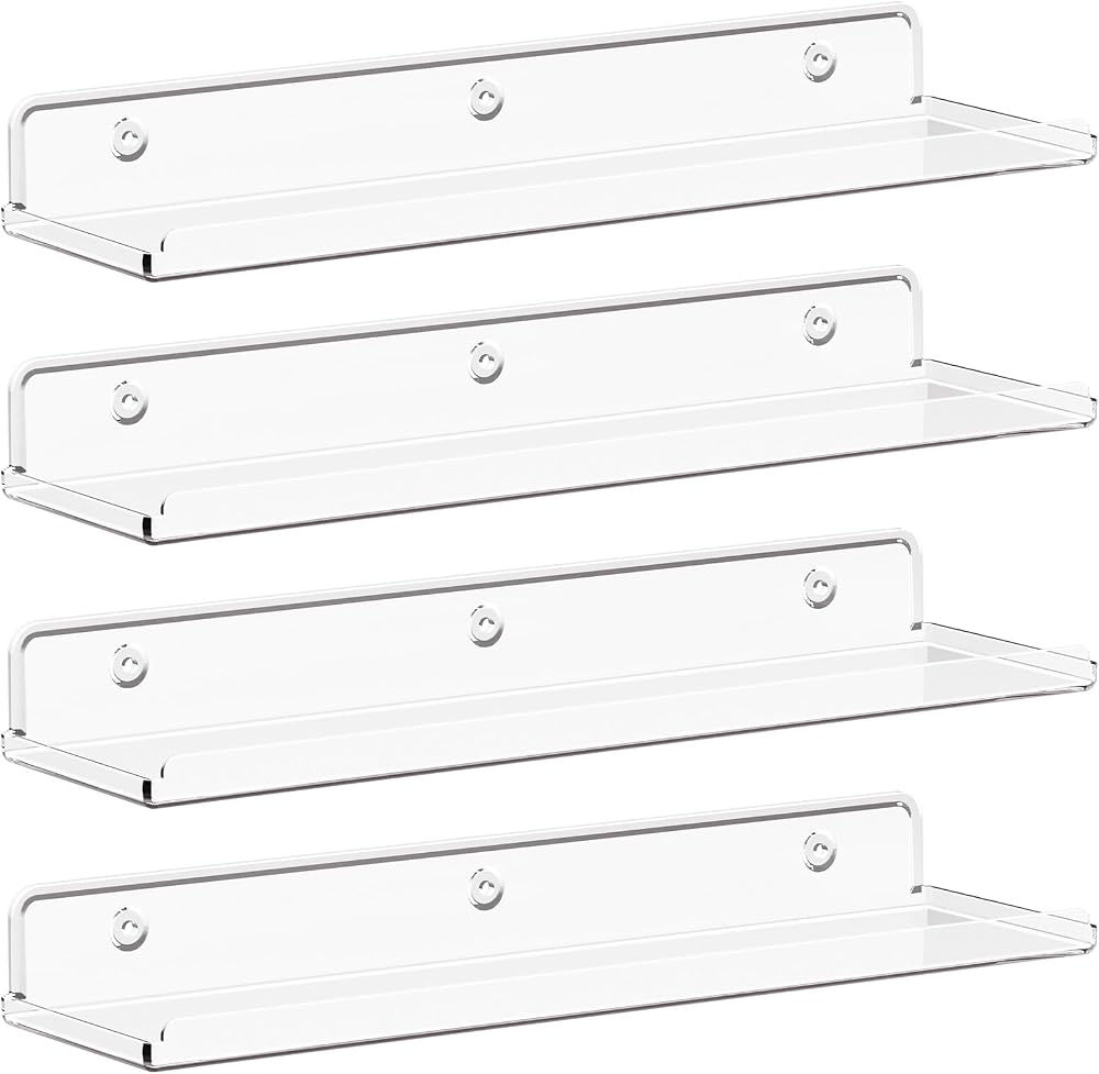 Lifewit Floating Shelves 4 Pack Clear Acrylic 38.1cm Wall Display 15x4 in