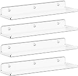 Lifewit Floating Shelves 4 Pack Clear Acrylic 38.1cm Wall Display 15x4 in