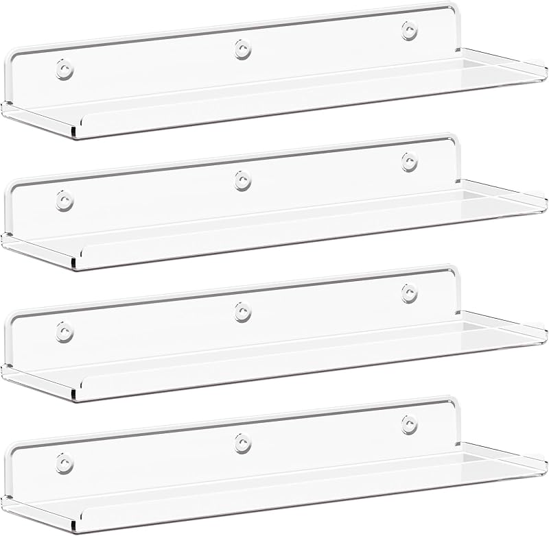 Lifewit Floating Shelves 4 Pack Clear Acrylic 38.1cm Wall Display 15x4 in