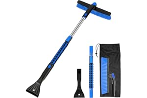 COFIT 36" Car Snow Brush Long Handle, 2 in 1 Extendable Ice Scraper for Windshield, Detachable Snow Removal Tool, Comfortable