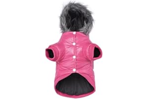 LESYPET Dog Coat for Small Dogs, Windproof Doggie Puffer Jacket with Leash Hole, Extra Warm Dog Jacket Winter Coat, Pink M