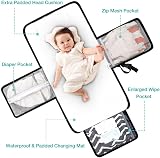 Lekebaby Portable Nappy Changing Mat Travel with Wipe-Pocket Head Cushion White view 3