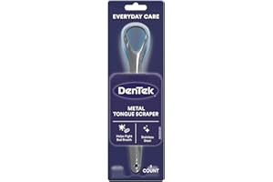 DenTek Metal Tongue Scraper for Better Oral Health – Removes Bacteria, Fights Bad Breath – 100% Stainless Steel, Dishwasher-Safe – Slim Design, Works Gently