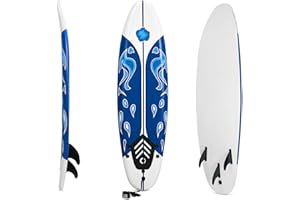 KOTEK 6' Surfboard, Surfing Board with 3 Removable Fins, Safety Leash, EPS Core & EPE Deck, Lightweight Surf Board for Teenagers, Adults, Beginners
