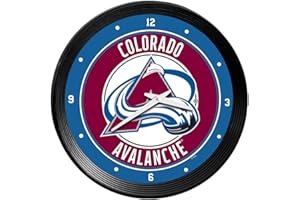 The Fan-Brand NHL Colorado Avalanche: Ribbed Frame Wall Clock - Sports Team Bar Sign Décor - Home Man Cave, Party Decoration - Made On Demand