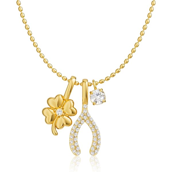 Gem Stone King 18K Yellow Gold Plated Silver Interlocking Circles Pendant Necklace - With White Zirconia & 18" Chain For Women