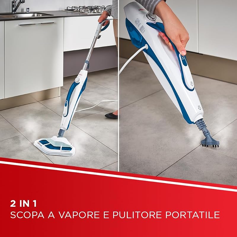 Vaporetto SV460 Double, Scopa a Vapore 2 in 1 con Pulitore Portatile