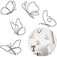 Hotop 5 Pieces Butterfly Metal Wall Decor Butterfly Metal Wall Art Black Hanging Decorations Wire Flowers Decals for Indoor Outdoor Wedding Birthday Party, 5 Styles
