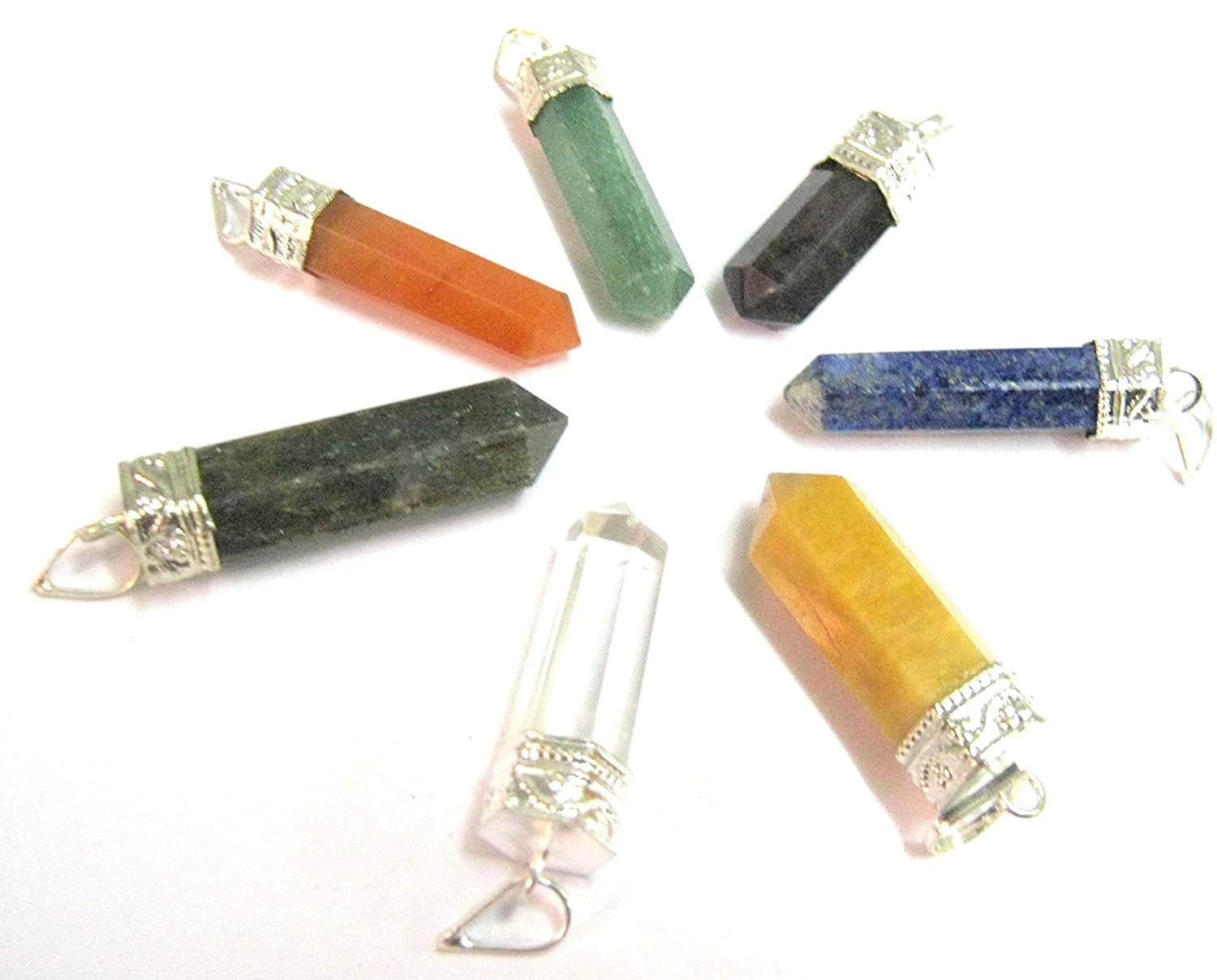Seven Gemstone Chakra Pointer Pendants Fashion Positive Energy Healing Gift Wellness Reiki Meditation Handcrafted Accessory
