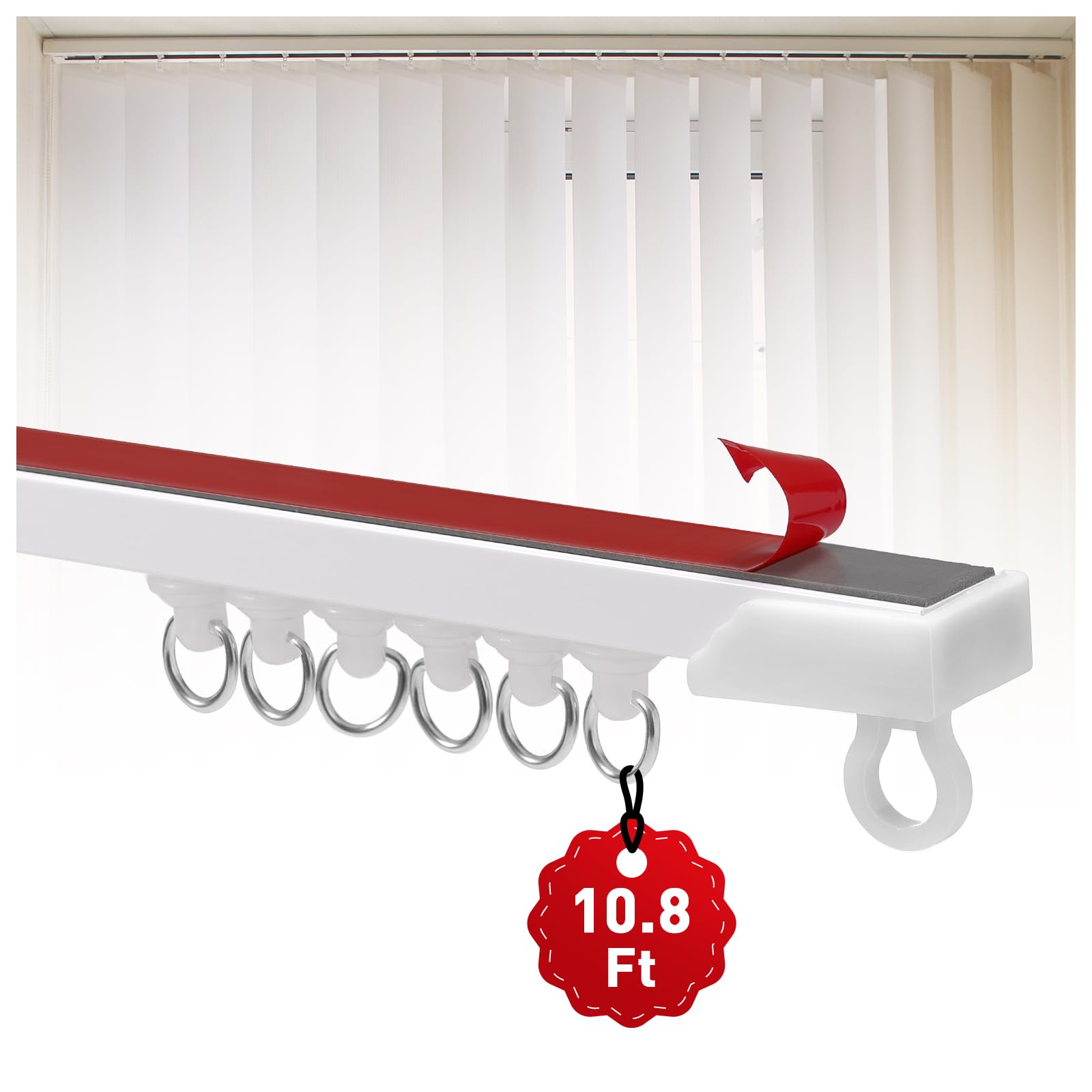 Photo 1 of 10.8FT Self Adhesive Ceiling Curtain Track No Drill, Curtain Track Ceiling/Wall Mount, Unbendable & Cuttable Track Curtain Rod for RV, Windows, Living Room, Bedroom