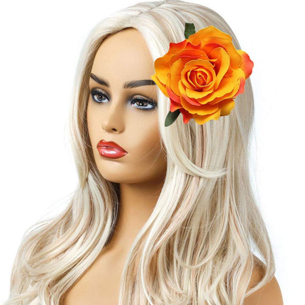 FRCOLOR 8Pcs Hairpin Hair Clips, Cloth Brooch Pin Bride Breastpins Hair Accessories (Orange)