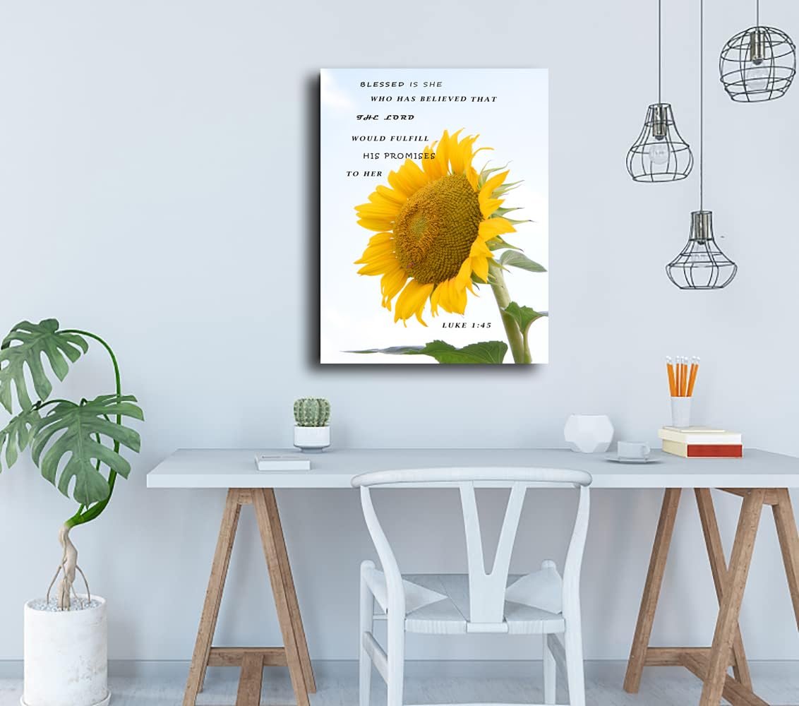 Bible Verse Canvas Print Wall Art Blessed Is She Who Has Believed That The Lord Canvas Wall Painting Framed Home Office Posters Artwork Decoration