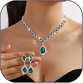 Frodete Silver Prom Jewelry Set Costume Jewelry for Women Rhinestone Necklace Earrings Sets Formal Prom Dress Accessories Wedding Sets for Brides Bridesmaid Guest