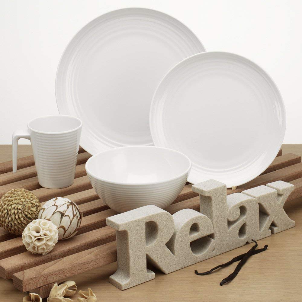 Flamefield SV0116 16-Piece Seramika Vanilla Melamine Set, White