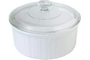 CorningWare French White 2-1/2-Quart Round Casserole Dish with Glass Cover