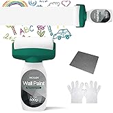 MOLLOR White Paint, 500g White Paint for Wall Touch up Paint for Walls, Paint Roller Kit for Flat, Ceiling Wall, White Wall P