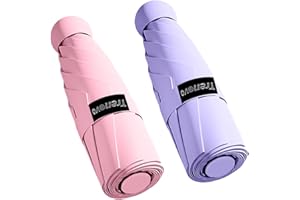 Trenovo Travel Umbrella - Mini Folding Compact Umbrella with Case, 8 Ribs Lightweight Portable Umbrella, Small Sun & Rain Pocket Umbrella for Girls and Women