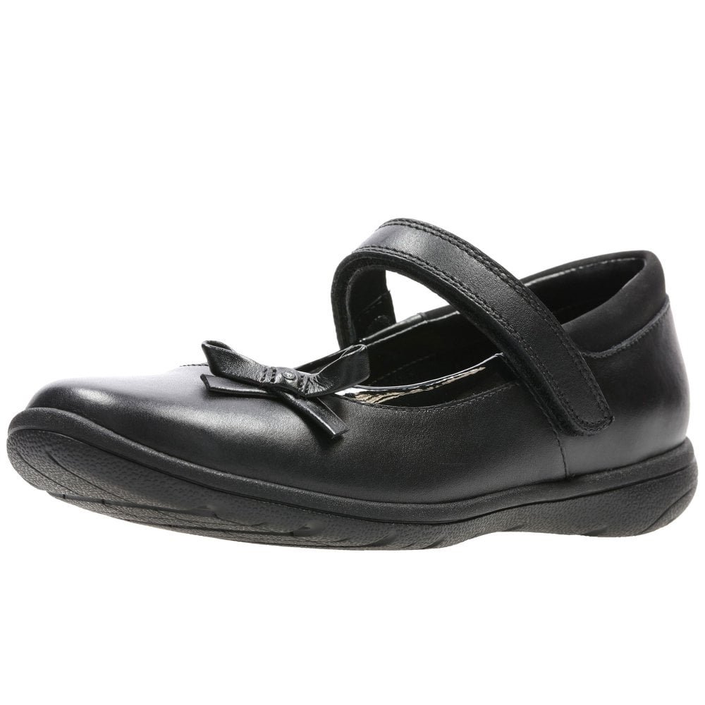 Clarks Venture Star, Girls' Ankle-Strap Ballet Flats, Black (Black Leather), 13 UK (32 EU)