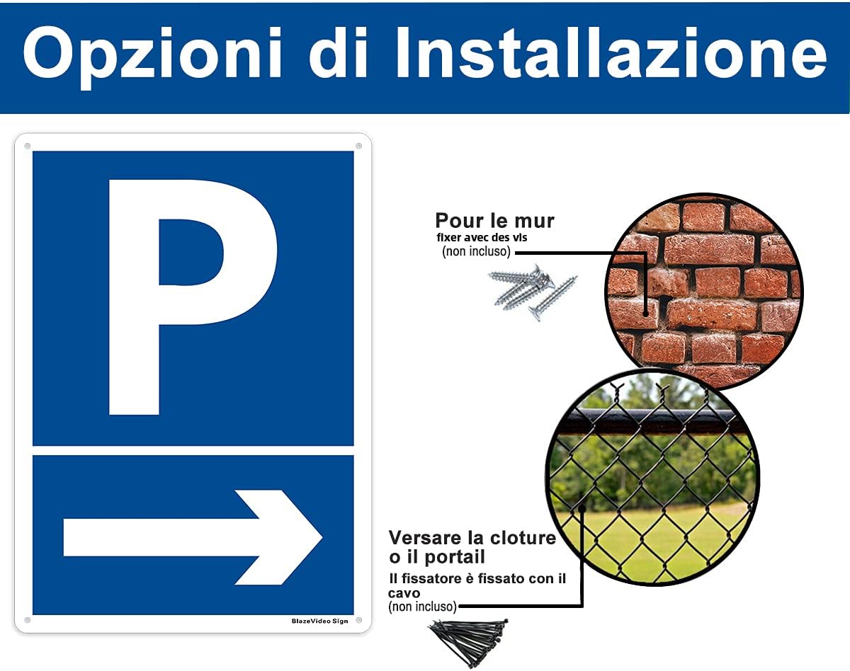 BlazeVideo Cartello 'No Parking' In Alluminio 7x25,4 Cm – Segnale Di Divieto Con Fori, Per Esterni E Interni - 5