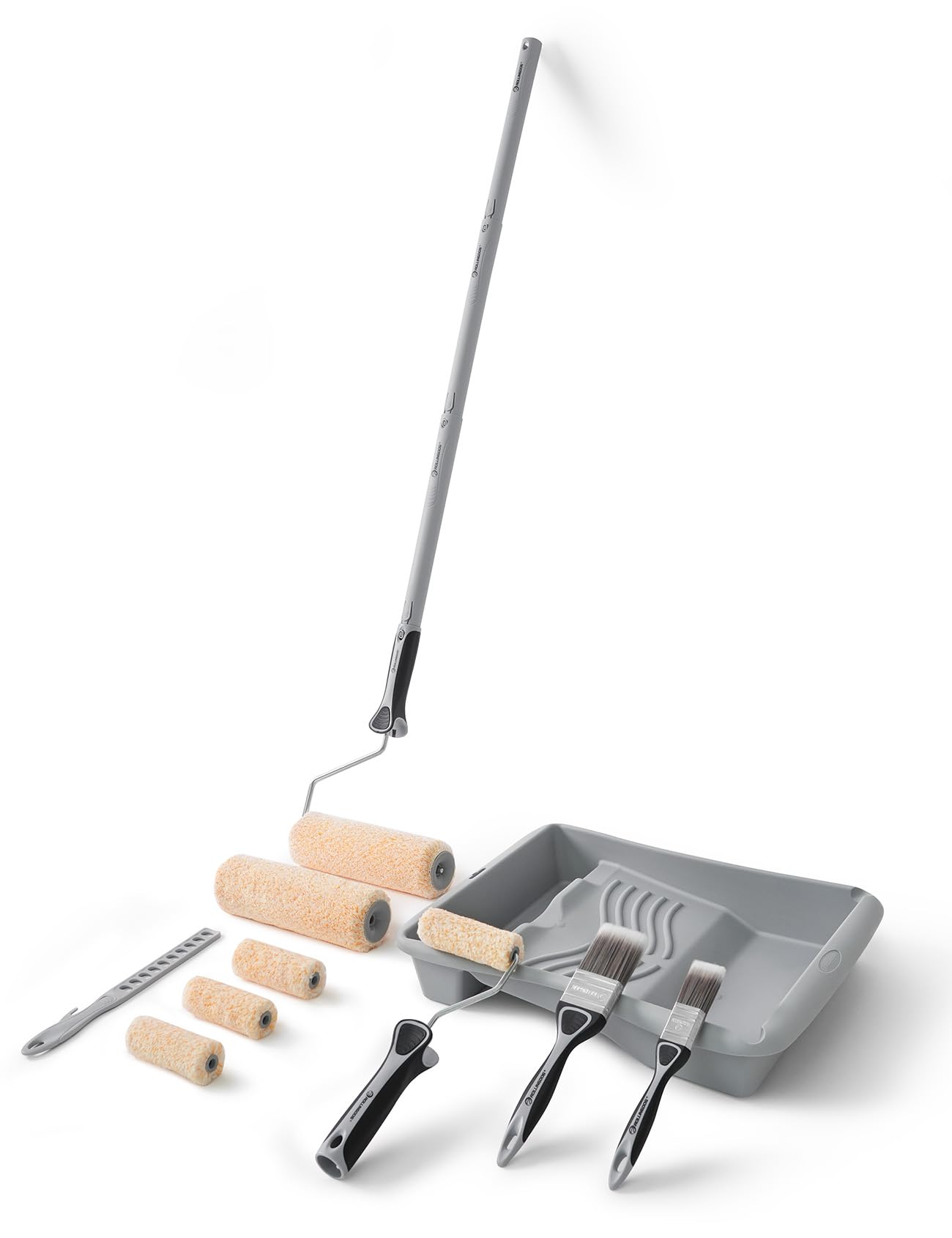 ROLLINGDOG Paint Roller Set - 9 Inch Paint Rollers and Tray Sets with Extension Pole,Paint Brush,Microfiber Roller Cover,15 PC Paint Roller Kit for Painting Walls and Ceilings