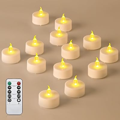 cimetech 24 LED Tea Lights with Timer Remote Control Flameless Candles