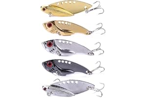 LURESMEOW Blade Bait, Walleye Fishing Lures for Bass Fishing Lures Metal Blade Baits for Bass Trout Walleye Lures for Saltwater Freshwater,5pcs with Box